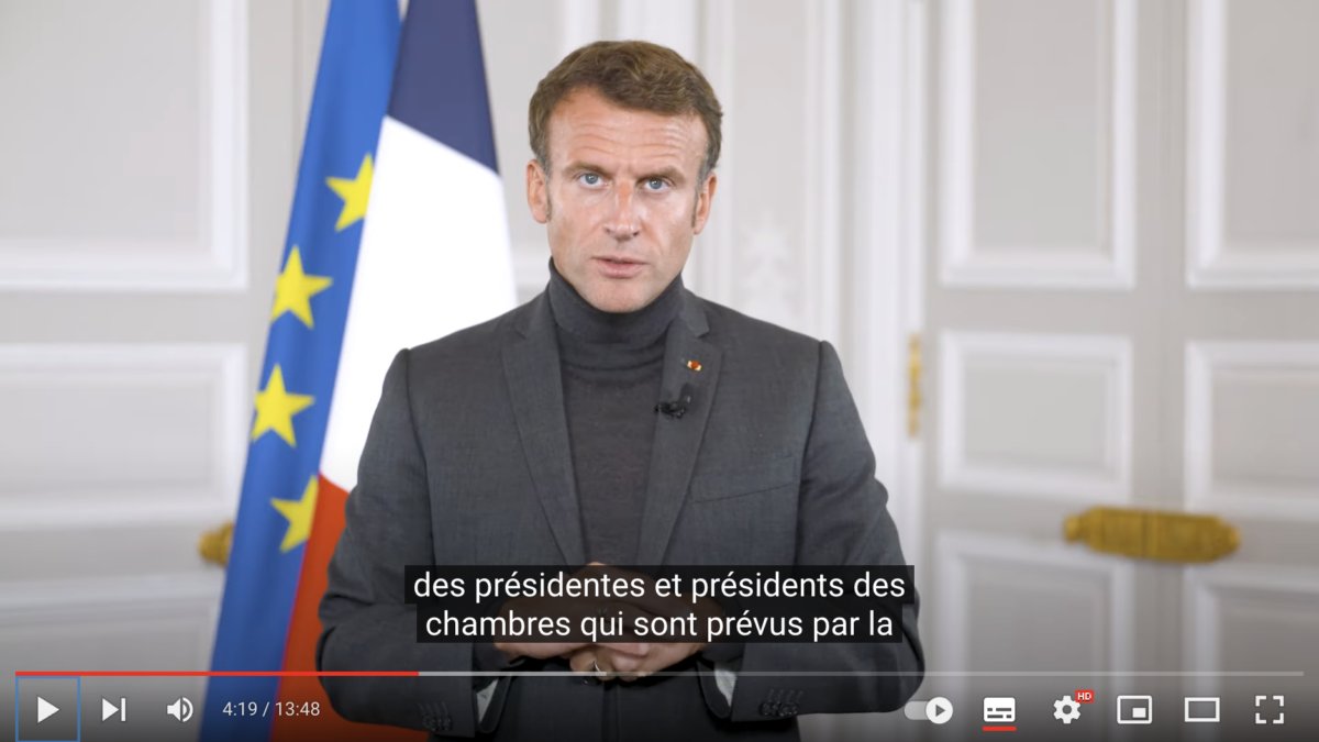 Capture d'écran du discours d'Emmanuel Macron, Une méthode nouvelle, 3 octobre 2022