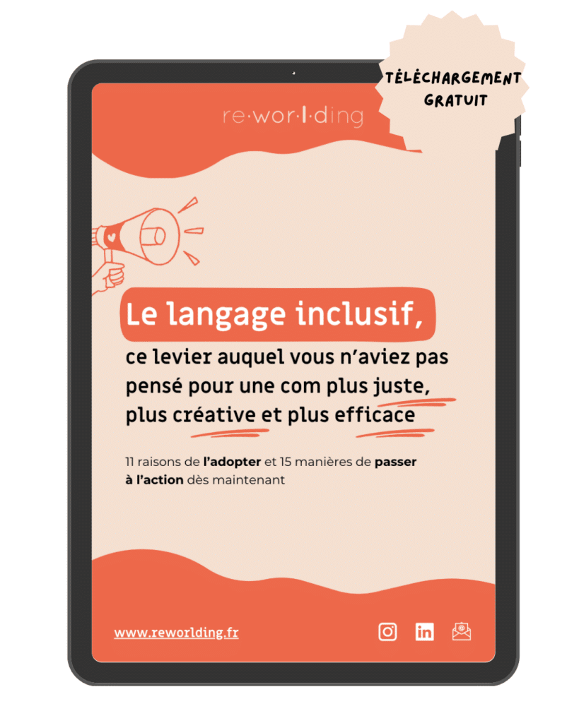 Couverture de l'ebook sur la langage inclusif - reworlding