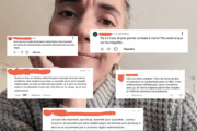 Photo d'Alicia avec des captures d'écrans de commentaires sur le thème du "faux combat de l'écriture inclusive"